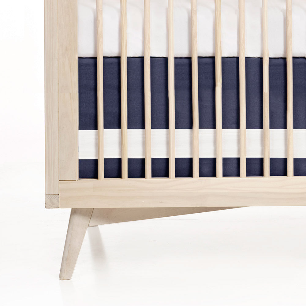 Oilo Indigo Woven Cotton Band Crib Skirt- Bambi Baby