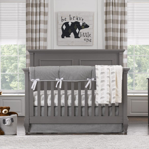 Liz and Roo Cubby (Gray) Bumperless Crib Bedding 4-Piece Set- Bambi Baby