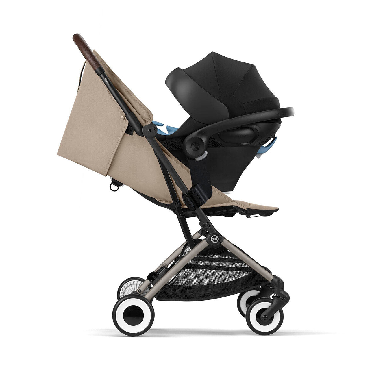 Cybex ORFEO Lightweight Stroller - Taupe Frame with Almond Beige Seat- Bambi Baby