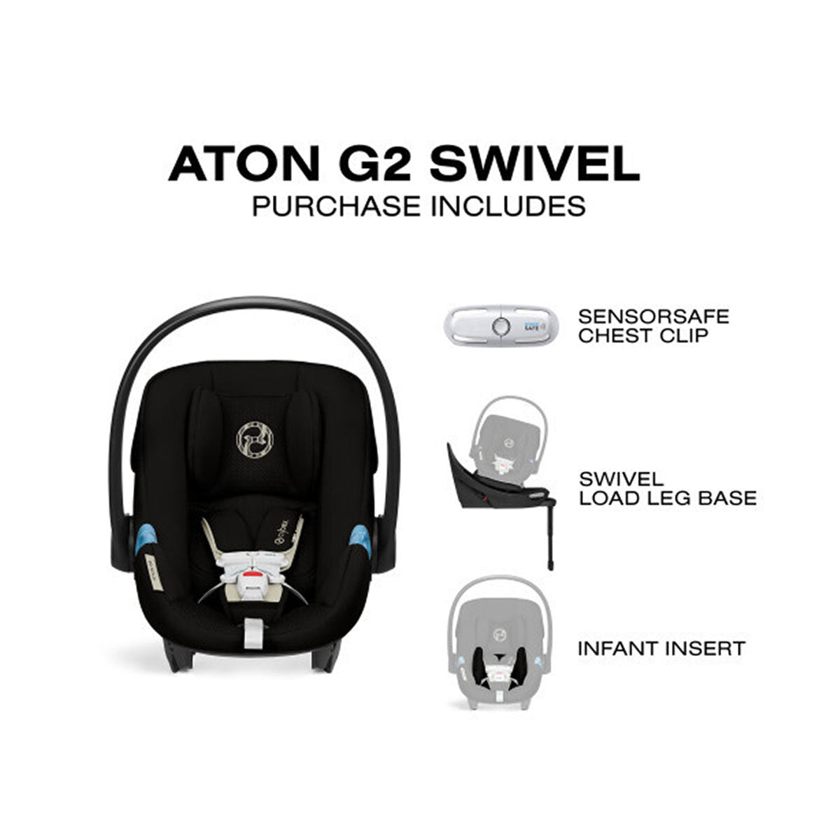 cybex aton 5 removable seat insert Aton G2 Swivel Infant Car Seat with Load Leg Base by Cybex Moon Black
