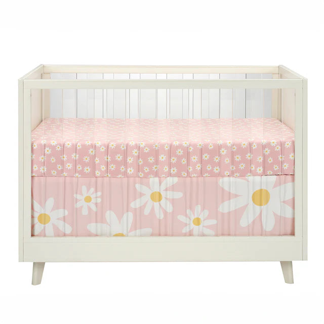 Lambs & Ivy Daisy Dreams 3-Piece Pink/White Baby Nursery Crib Bedding Set- Bambi Baby