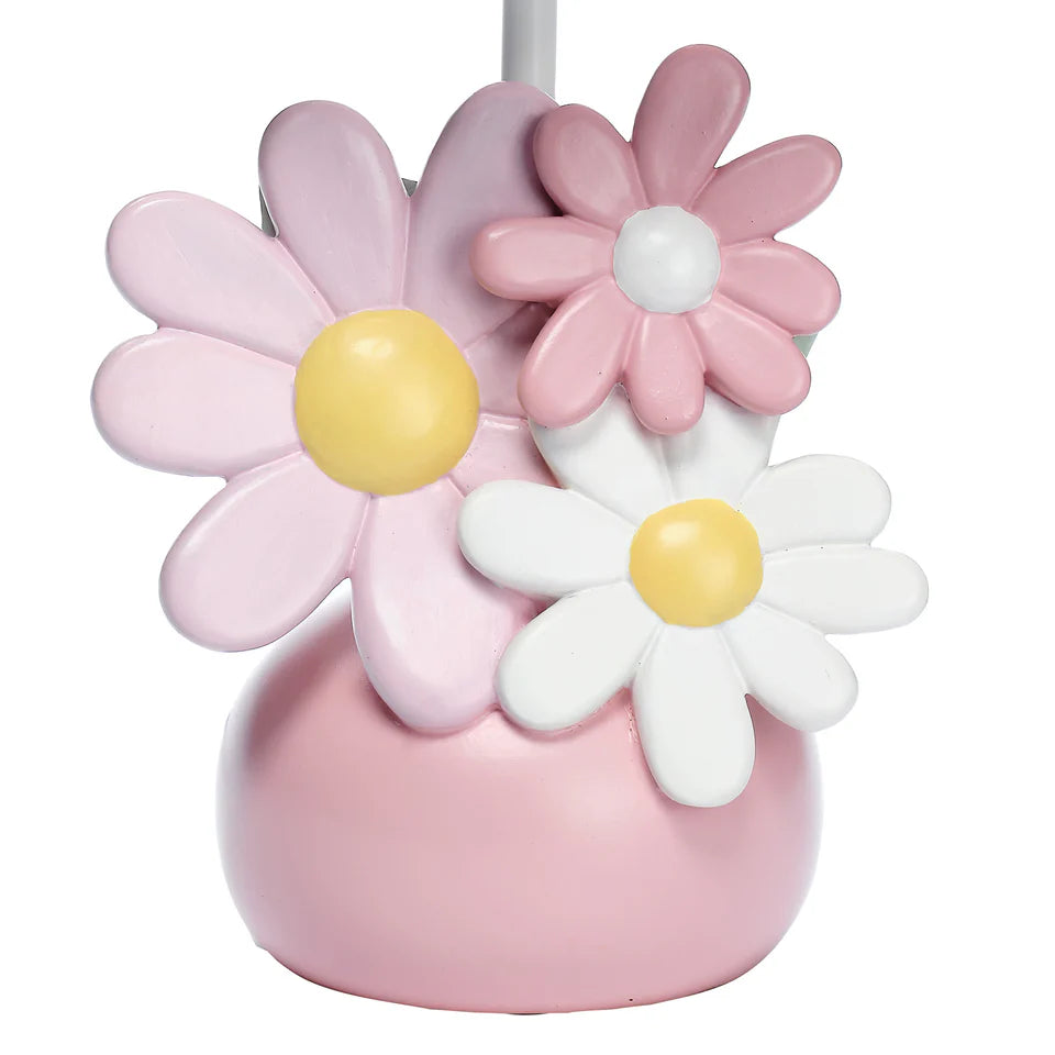 Lambs & Ivy Daisy Dreams Hand-Painted Pink Floral Lamp w/ Shade and LED Bulb- Bambi Baby