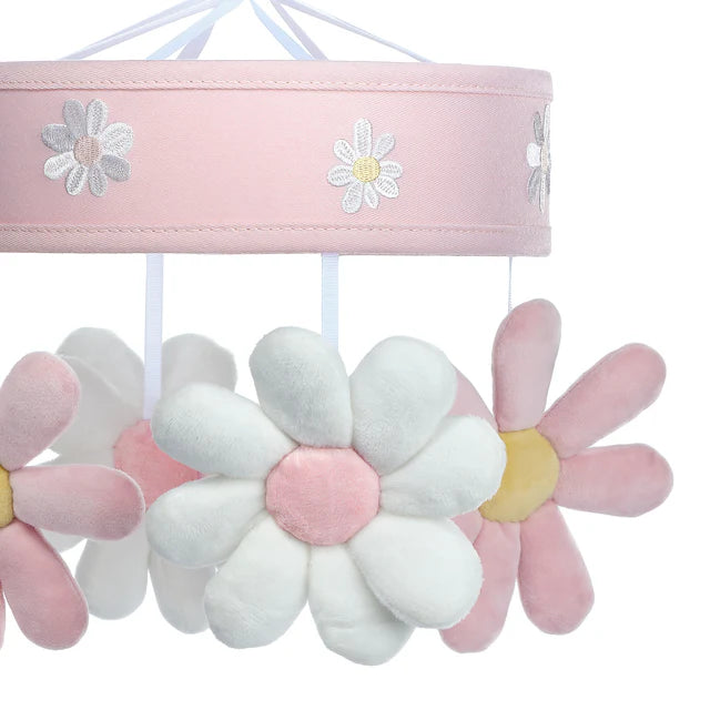 Lambs & Ivy Daisy Dreams Pink/White Musical Baby Crib Mobile Soother Toy- Bambi Baby