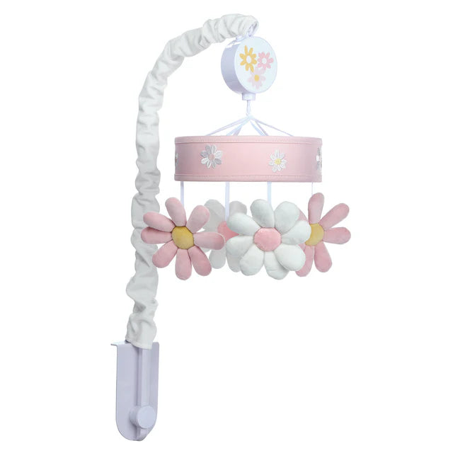 Lambs & Ivy Daisy Dreams Pink/White Musical Baby Crib Mobile Soother Toy- Bambi Baby
