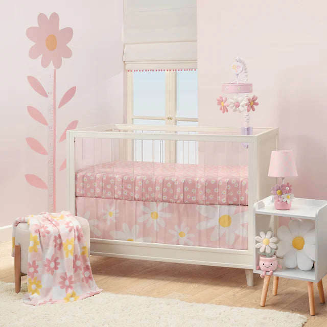Lambs & Ivy Daisy Dreams Breathable 100% Cotton Baby Fitted Crib/Toddler Sheet- Bambi Baby