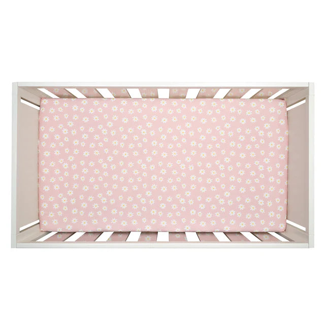 Lambs & Ivy Daisy Dreams Breathable 100% Cotton Baby Fitted Crib/Toddler Sheet- Bambi Baby