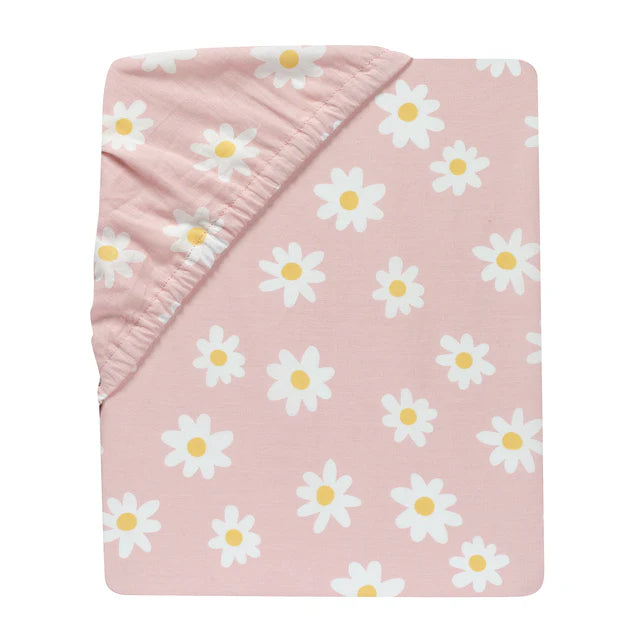 Lambs & Ivy Daisy Dreams Breathable 100% Cotton Baby Fitted Crib/Toddler Sheet- Bambi Baby