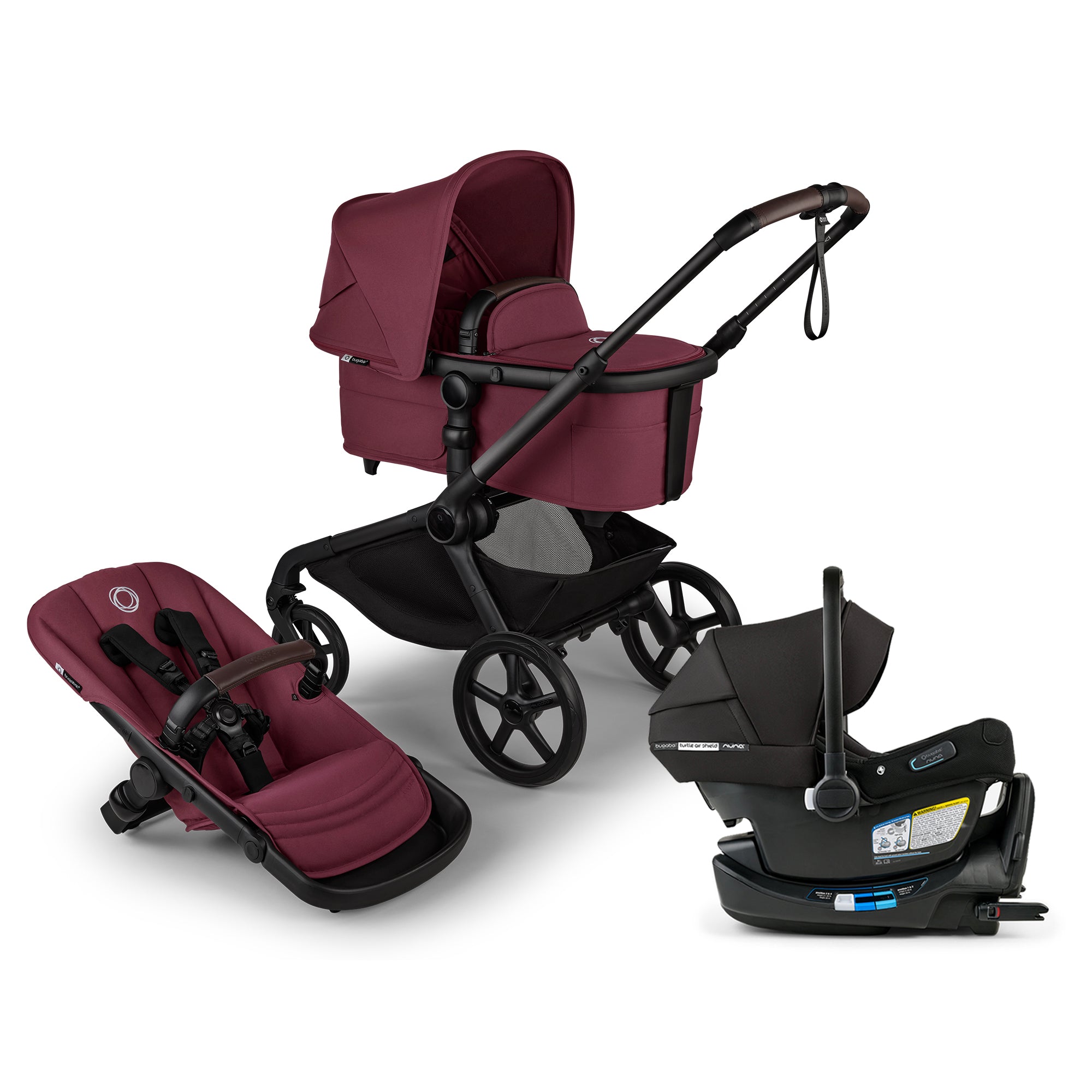 Bugaboo Kangaroo Complete Stroller + Turtle Air Shield By Nuna Car Seat Travel System- Bambi Baby
