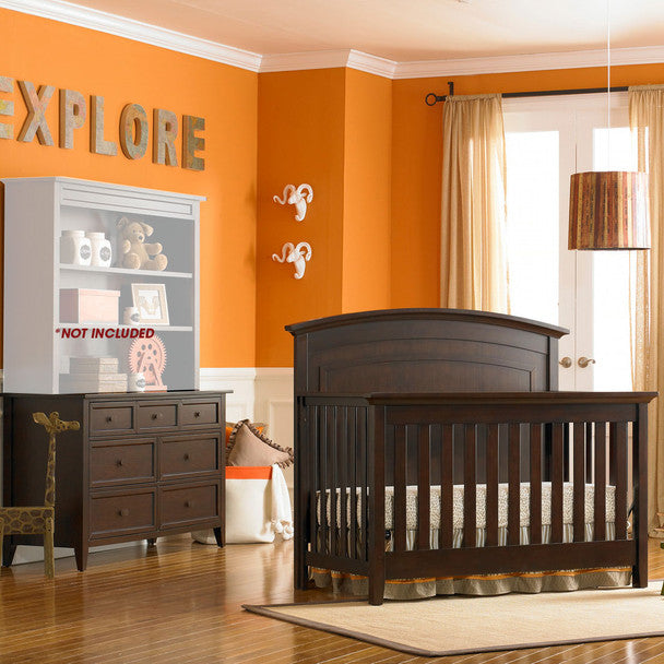 Dolce Babi Primo 2 Piece Nursery Set in Espresso - Full Panel Crib & Double Dresser- Bambi Baby