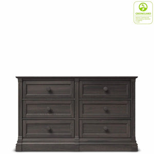 Storm Grey Solid Hardwood Romina Imperio Double Dresser - Front View, GREENGUARD Certified | Bambi Baby