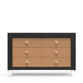 Romina Millenario Double Dresser Solid Black Frame with Cappuccino Drawers - Front View | Bambi Baby