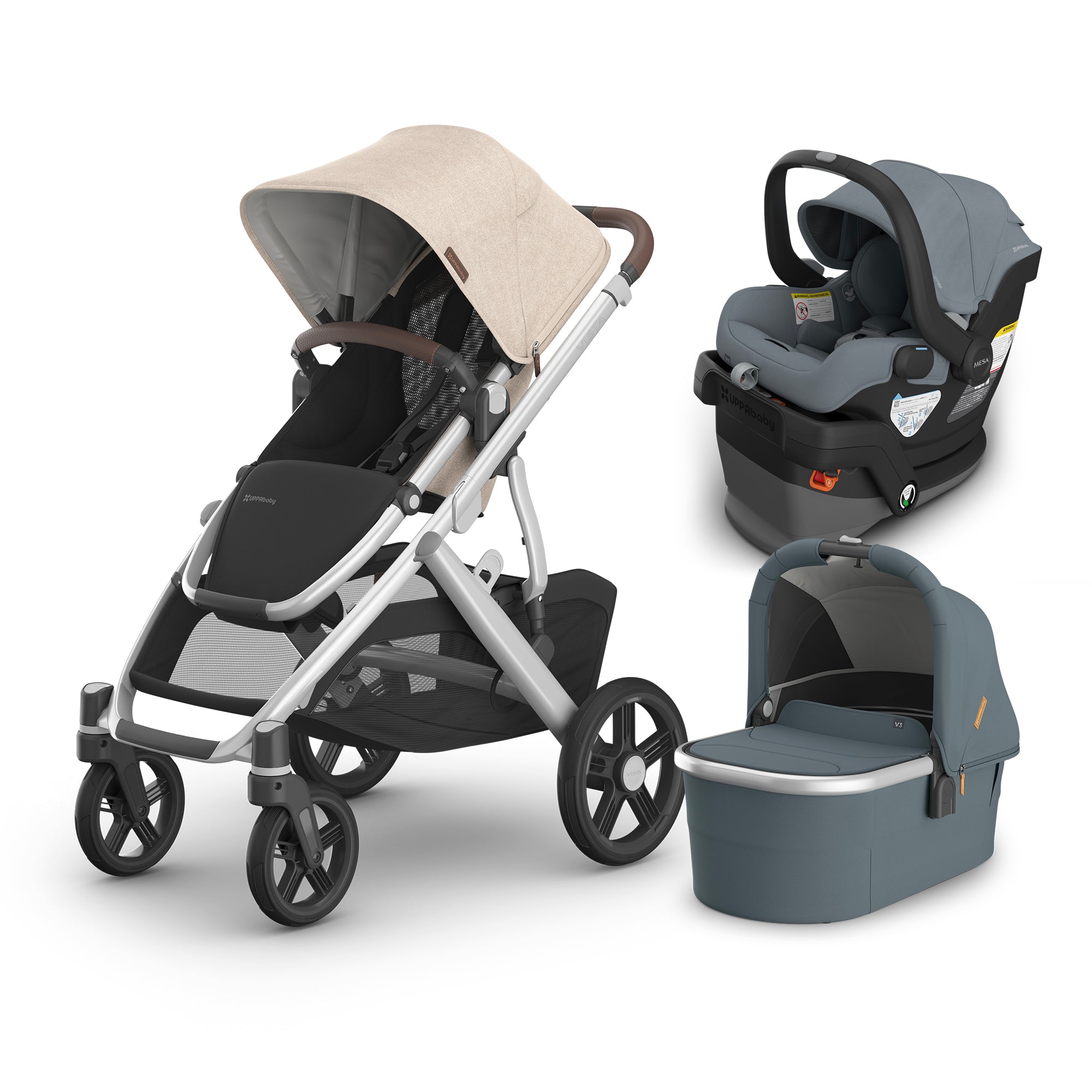UPPAbaby Vista V3 From Birth Complete Travel System (Stroller + Mesa V3 Infant Car Seat + Bassinet V3)- Bambi Baby