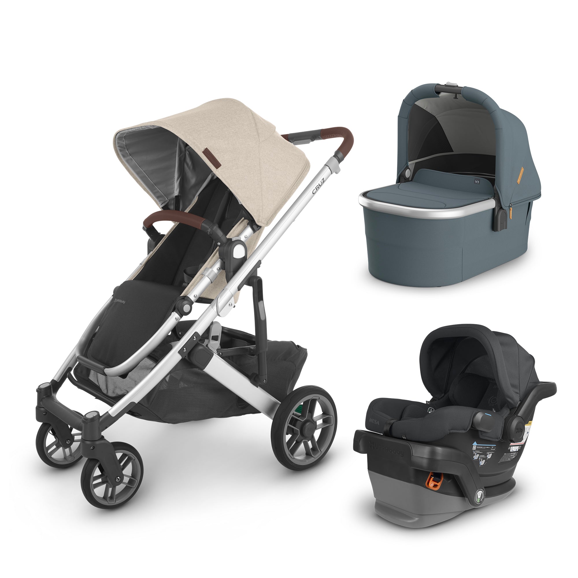 UPPAbaby Cruz From Birth Complete Travel System (Stroller + Mesa V2 Infant Car Seat + Bassinet V3)- Bambi Baby