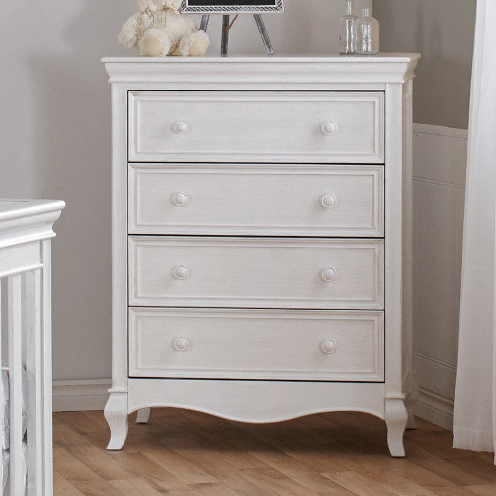 Pali Diamante 4 Drawer Dresser in Vintage White- Bambi Baby