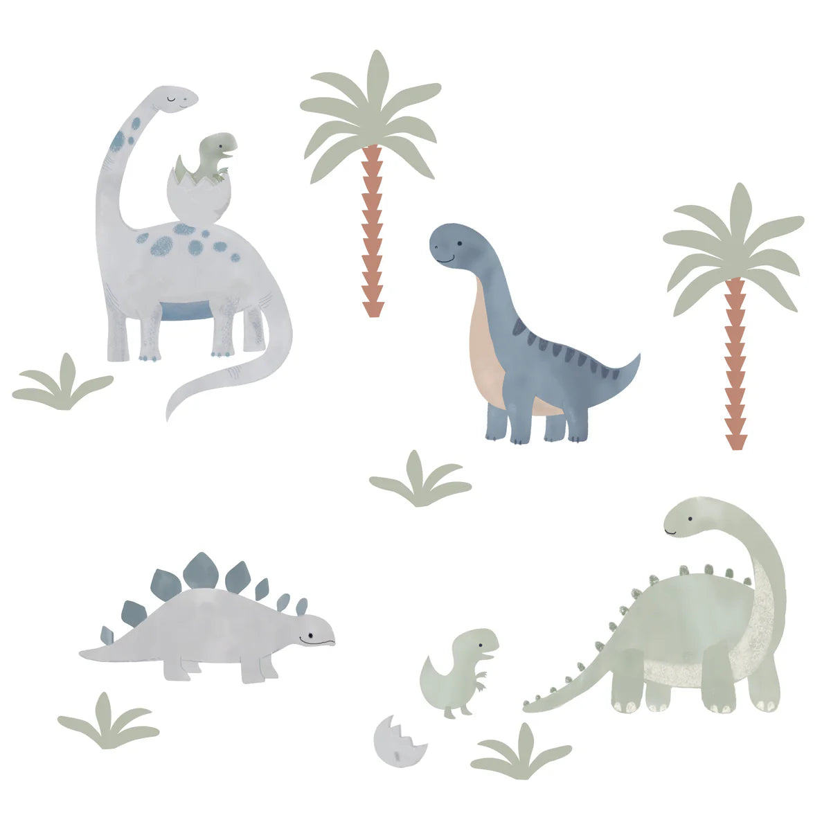 Lambs & Ivy Dino-Might Watercolor Dinosaur Theme Wall Decals/Stickers- Bambi Baby