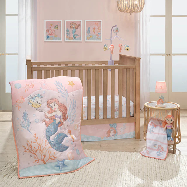 Bedtime Originals Disney Baby The Little Mermaid White Fitted Crib Sheet - Ariel- Bambi Baby