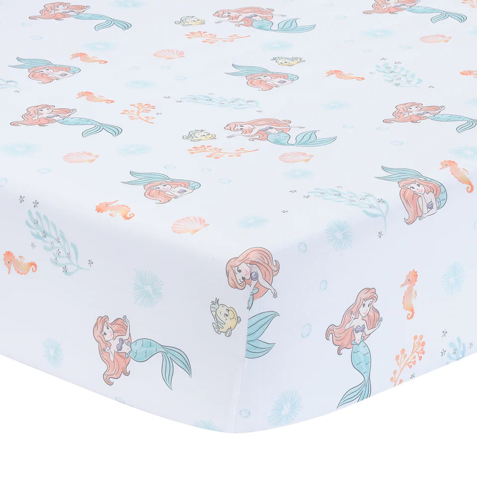 Bedtime Originals Disney Baby The Little Mermaid White Fitted Crib Sheet - Ariel- Bambi Baby