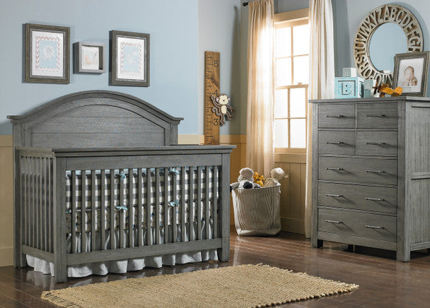 Dolce Babi Lucca 2 Piece Nursery Set Crib and 7 Drawer Dresser in Weathered Grey- Bambi Baby