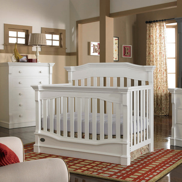 Dolce Babi Roma 2 Piece Nursery Set in Snow White - Crib, 5 Drawer Dresser- Bambi Baby