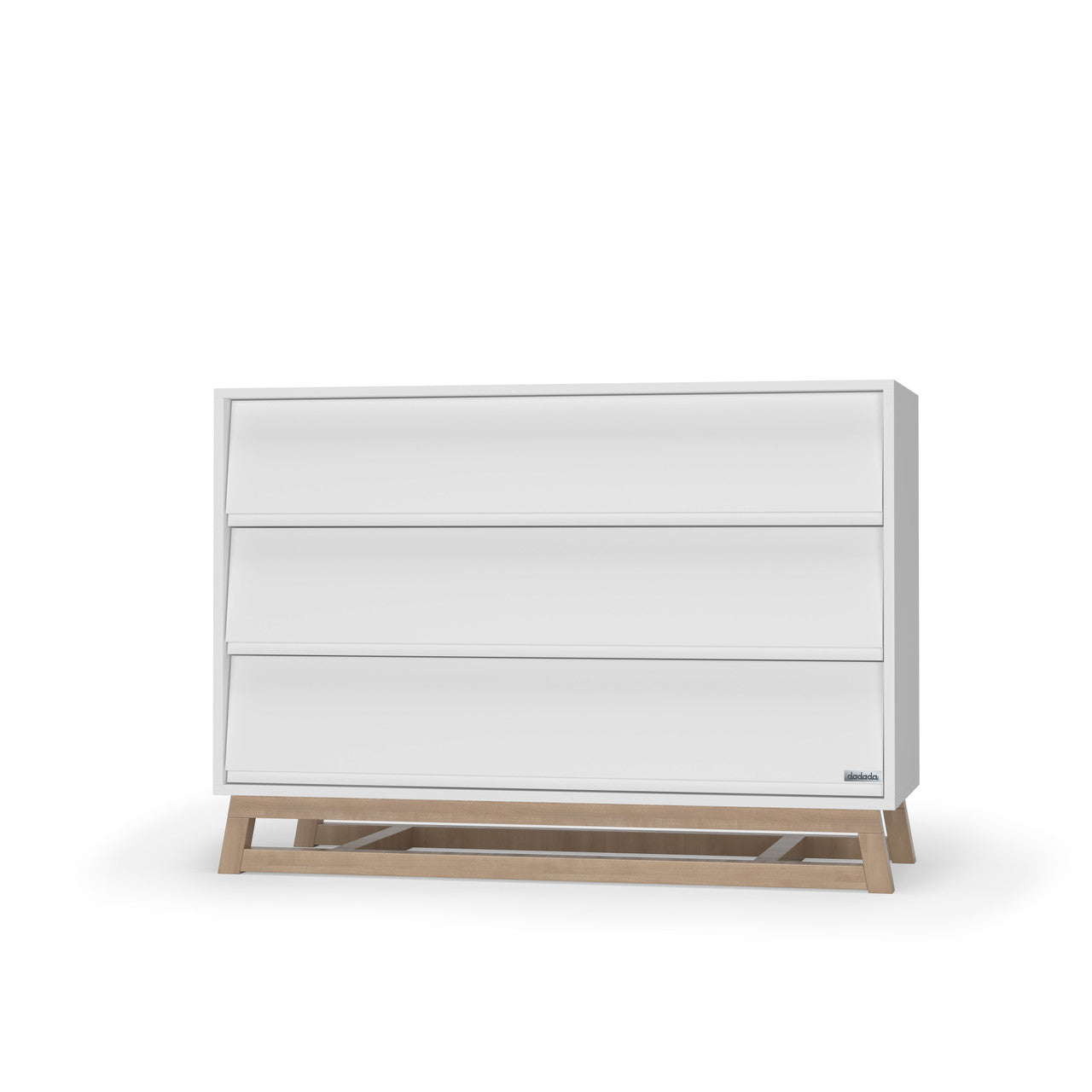 Cómoda de 3 cajones de la colección Dadada Domino en blanco y natural- Bambi Baby