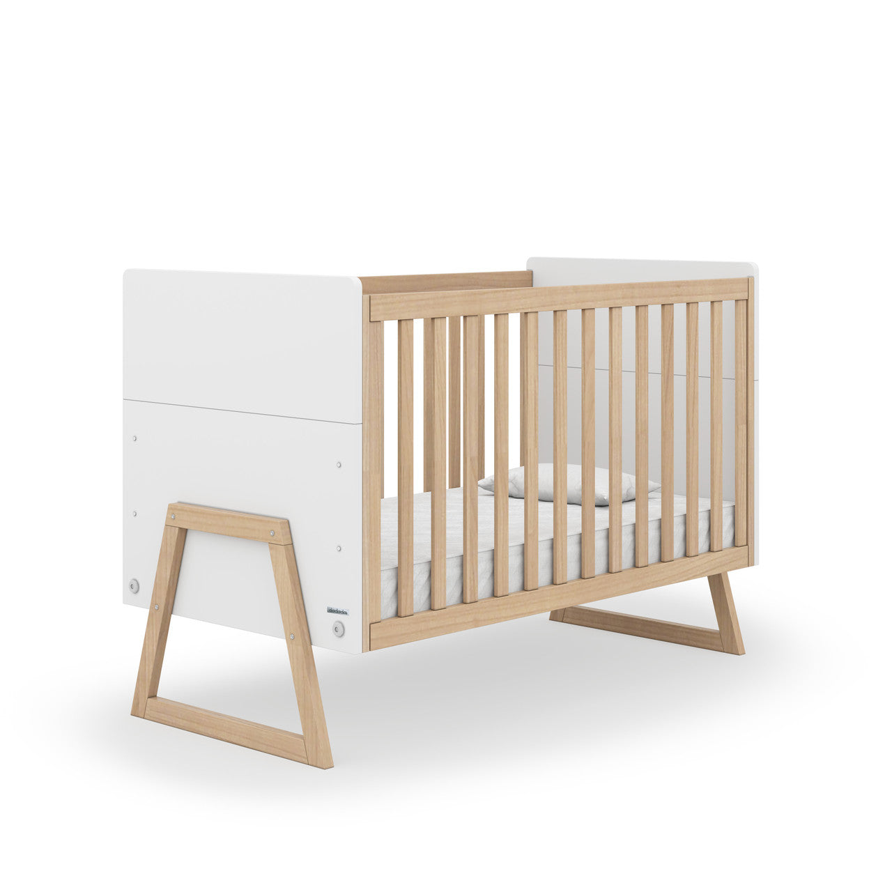 Berço Dadada Domino Collection em Branco e Natural- Bambi Baby