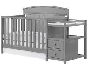 Dove Gray Oxford Baby Pearson 4-in-1 Convertible Crib with Changing Station - Side View | Bambi Baby