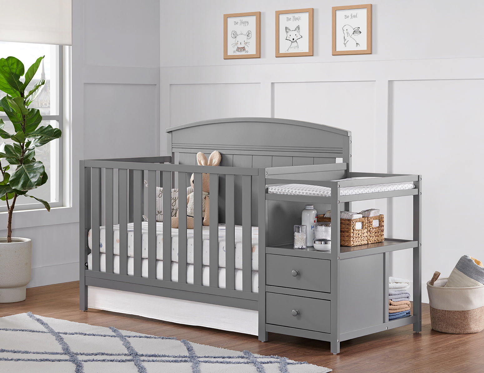 Oxford Baby Pearson Crib and Changer - Dove Gray- Bambi Baby
