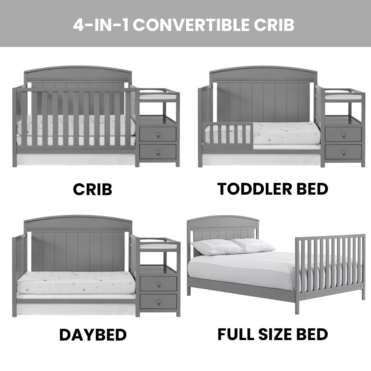 Oxford Baby Pearson Crib and Changer - Dove Gray- Bambi Baby