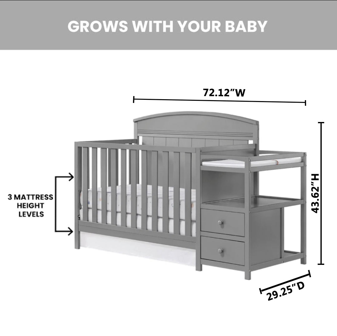 Oxford Baby Pearson Crib and Changer - Dove Gray- Bambi Baby