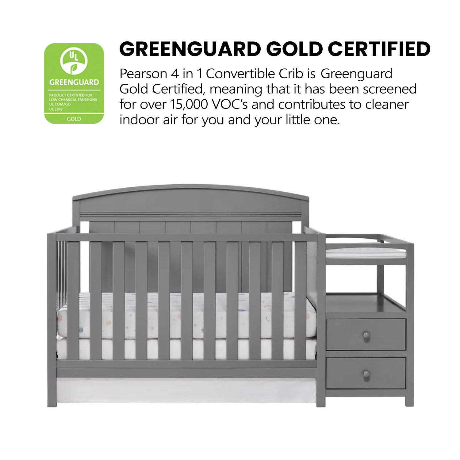 Oxford Baby Pearson Crib and Changer - Dove Gray- Bambi Baby