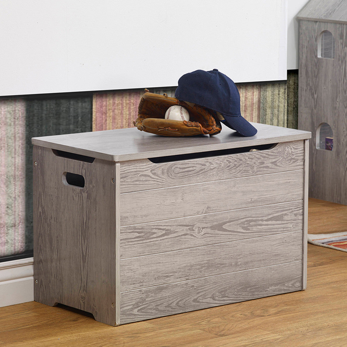 Sorelle Farmhouse Toy Box in Panel Gray- Bambi Baby