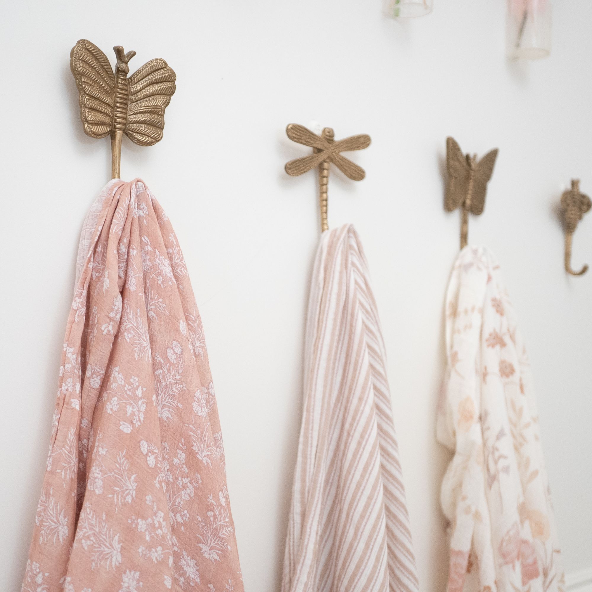 Crane Baby Dragonfly Antique Gold Wall Hook Set- Bambi Baby