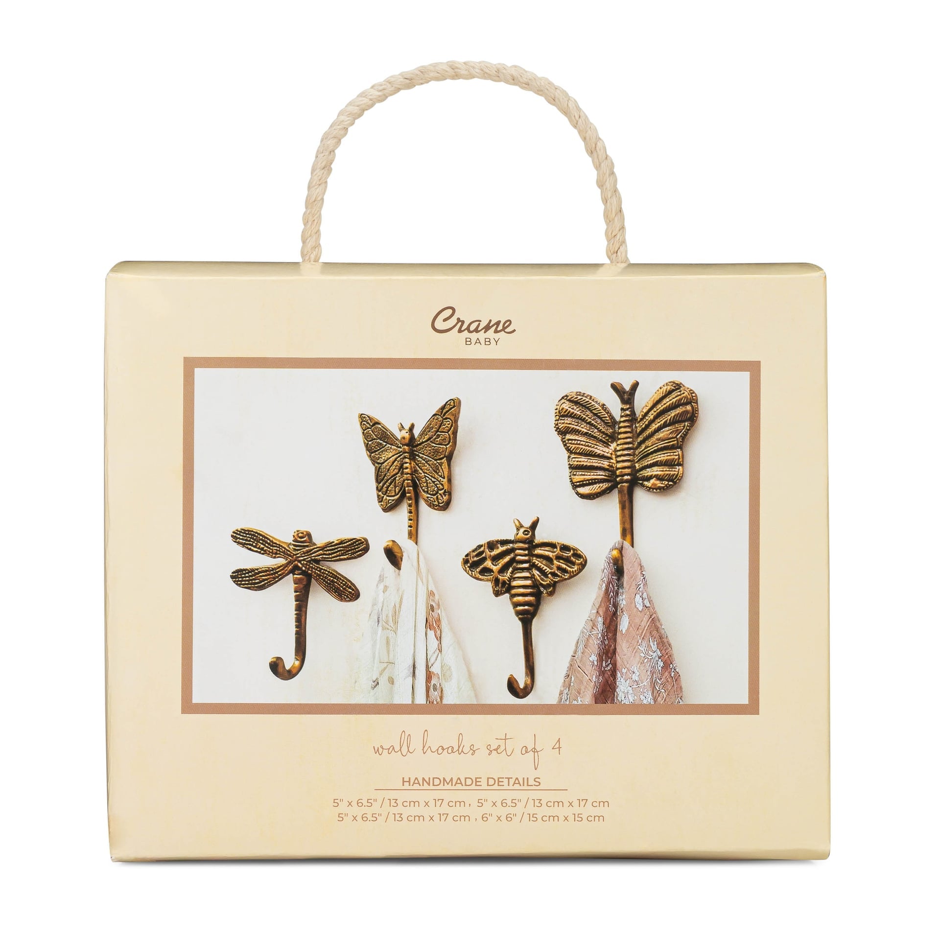 Crane Baby Dragonfly Antique Gold Wall Hook Set- Bambi Baby