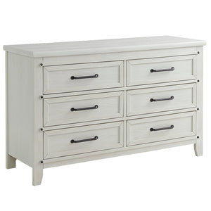 Rustic White Wood 6 Drawer Dresser - Side Angle View | Bambi Baby