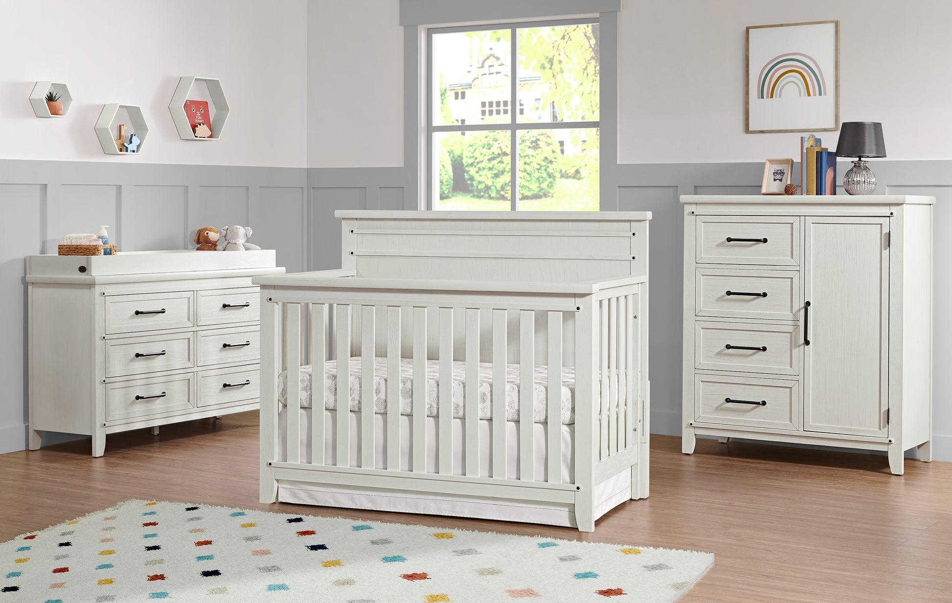 Soho Baby Ellison 6 Drawer Dresser - Rustic White- Bambi Baby