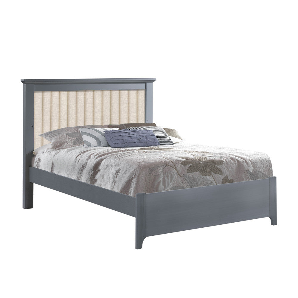 Natart Taylor Double Bed Low Profile (54") - Linen Talc Panel/Elephant Grey- Bambi Baby