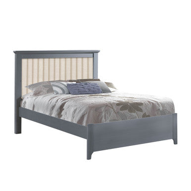 Natart Taylor Double Bed Low Profile (54") - Linen Talc Panel/Elephant Grey- Bambi Baby