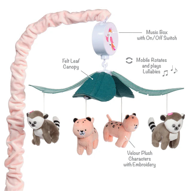 Lambs & Ivy Enchanted Safari Animal Musical Baby Crib Mobile Jungle Soother Toy- Bambi Baby
