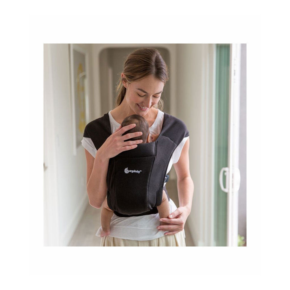 Ergobaby Embrace Newborn Carrier in Pure Black- Bambi Baby