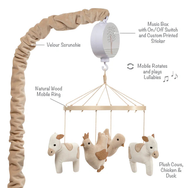 Bedtime Originals Farmyard Friends Musical Baby Crib Mobile Soother Toy- Bambi Baby