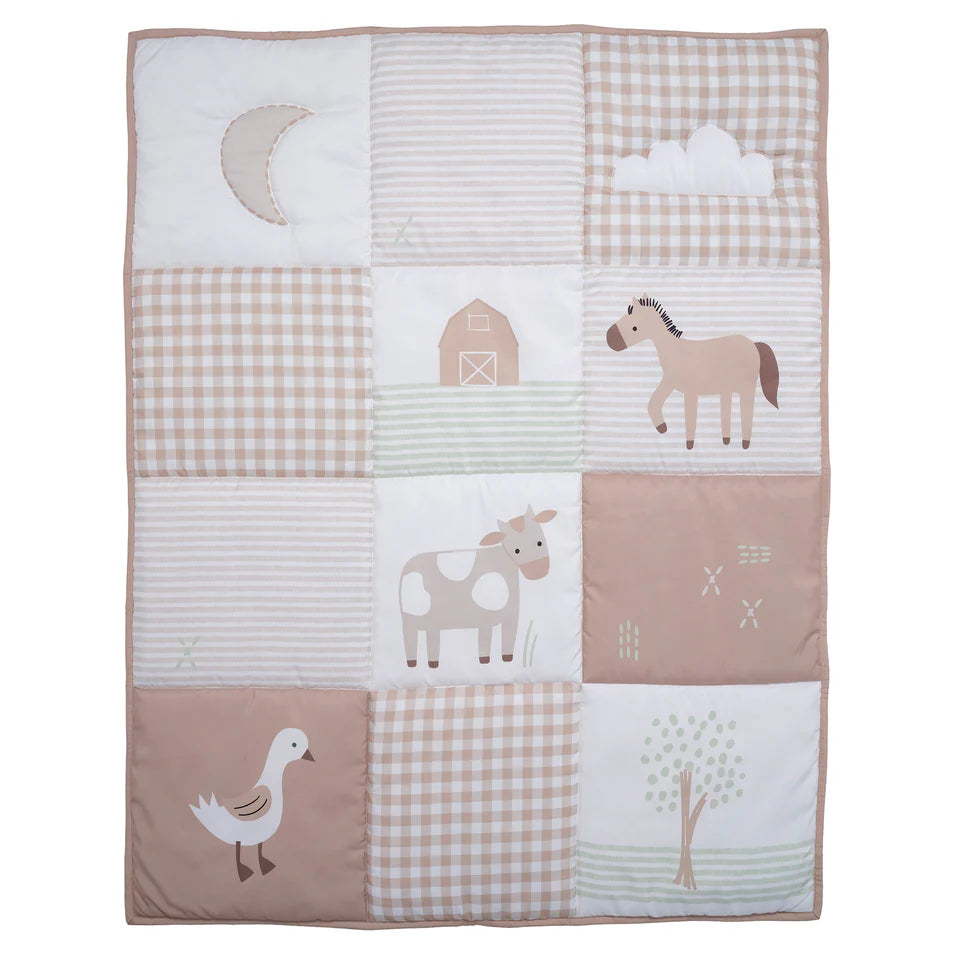 Bedtime Originals Farmyard Friends 3-Piece Infant Baby Nursery Crib Bedding Set- Bambi Baby