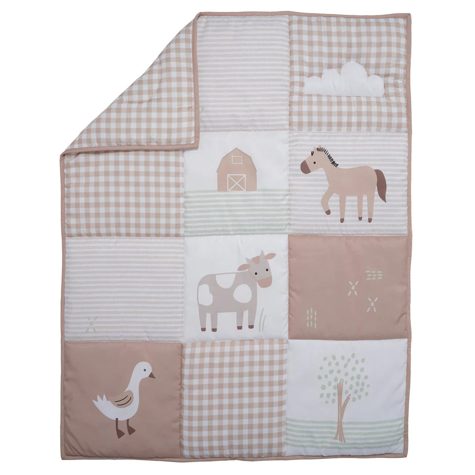 Bedtime Originals Farmyard Friends 3-Piece Infant Baby Nursery Crib Bedding Set- Bambi Baby