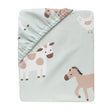 Bedtime Originals Farmyard Friends Sage Green Baby Nursery Fitted Crib Sheet - Bambi Baby