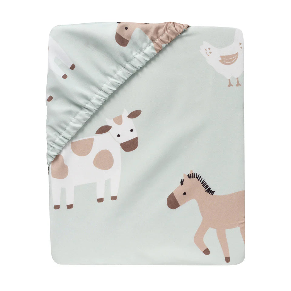 Bedtime Originals Farmyard Friends 3-Piece Infant Baby Nursery Crib Bedding Set- Bambi Baby
