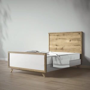 Bianco Satinato Solid Hardwood Uptown Full-Size Bed, Oak & White - Angled View | Bambi Baby