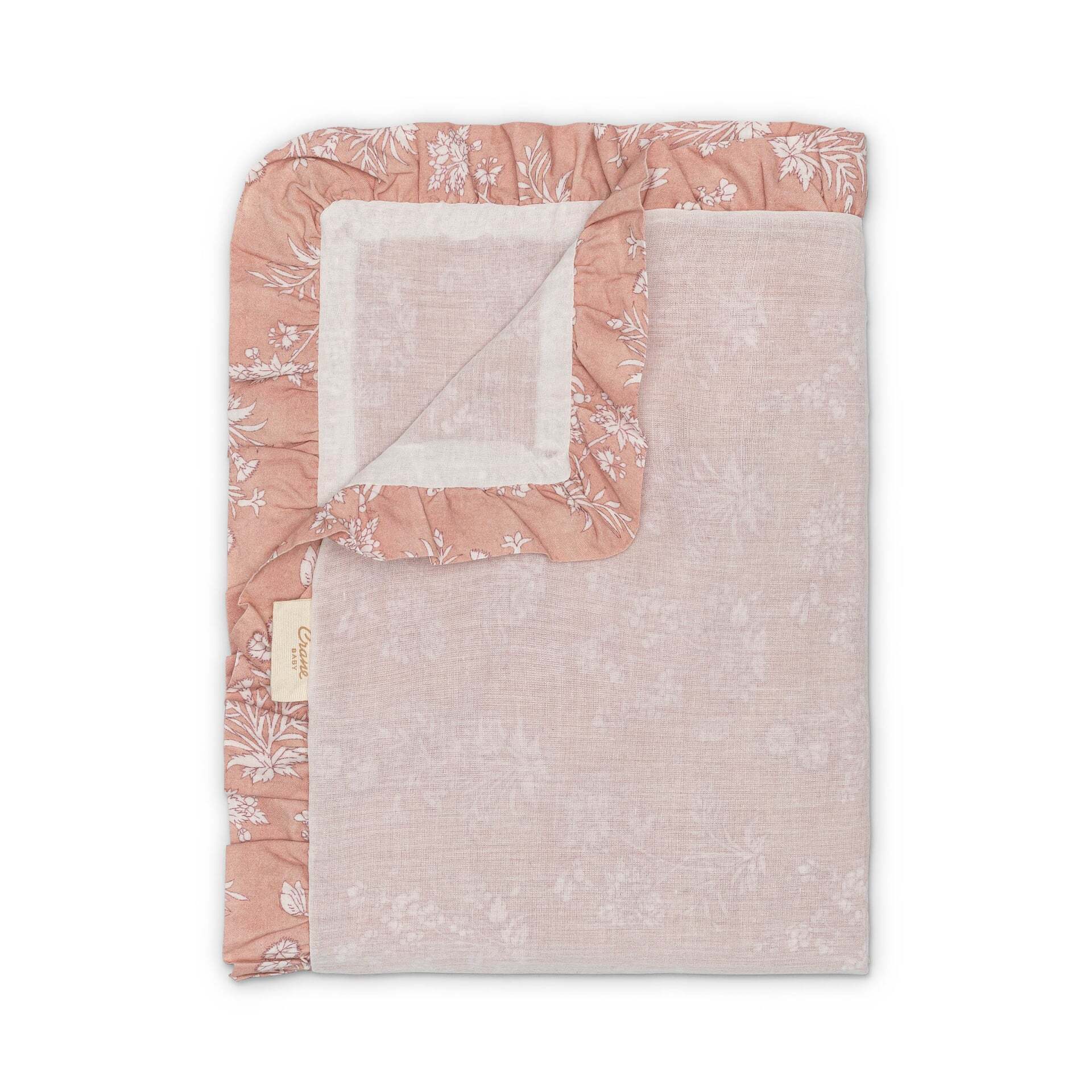 Crane Baby Violet Floral Muslin Baby Blanket with Ruffle Trim- Bambi Baby