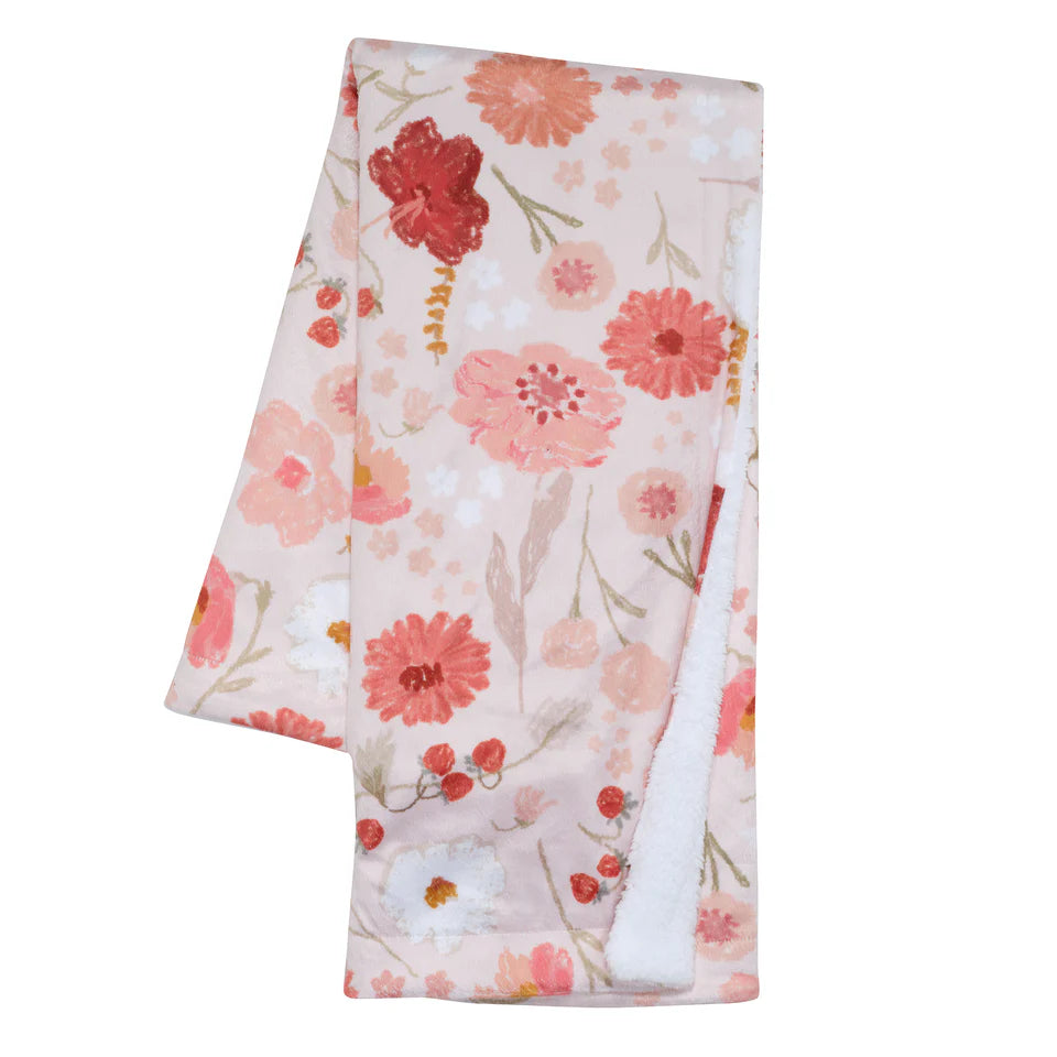 Bedtime Originals Flower Power Floral/Strawberry Soft/Cozy Fleece Baby Blanket- Bambi Baby