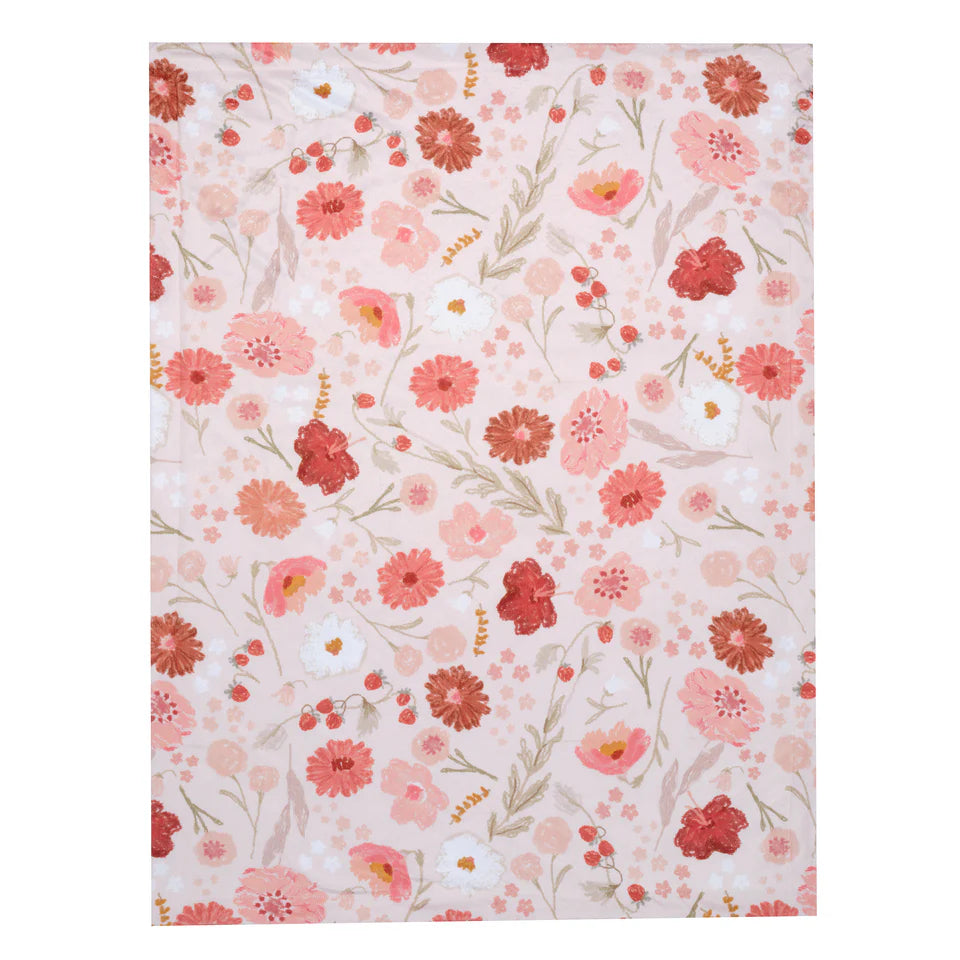 Bedtime Originals Flower Power Floral/Strawberry Soft/Cozy Fleece Baby Blanket- Bambi Baby