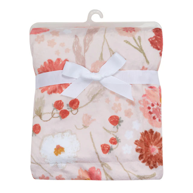 Bedtime Originals Flower Power Floral/Strawberry Soft/Cozy Fleece Baby Blanket- Bambi Baby