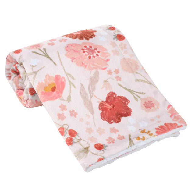 Bedtime Originals Flower Power Floral/Strawberry Soft/Cozy Fleece Baby Blanket- Bambi Baby